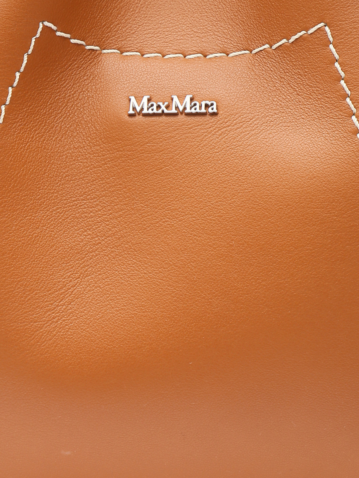 【M&M】オーダーNo.955 Max Mara коричневая сумка из гладкой кожи с контрастной отстрочкой