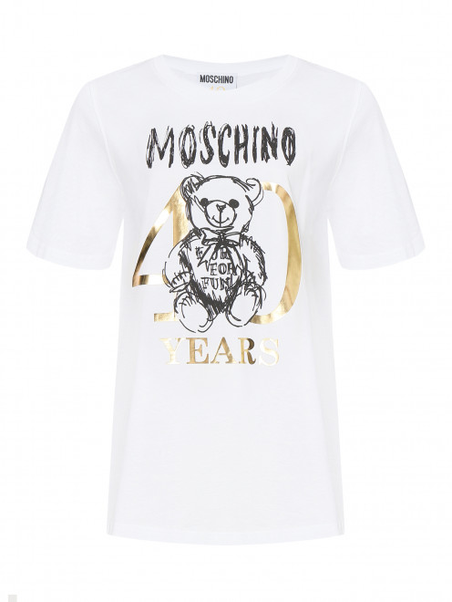 Удлиненная футболка с принтом Moschino - Общий вид