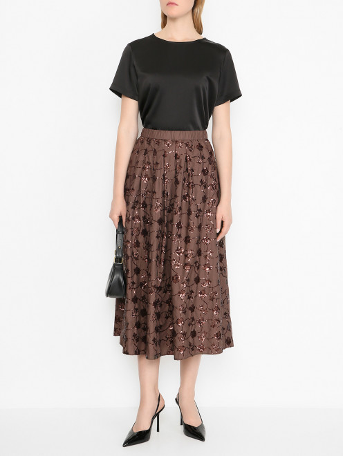 Комбинированный топ с короткими рукавами Weekend Max Mara - МодельОбщийВид