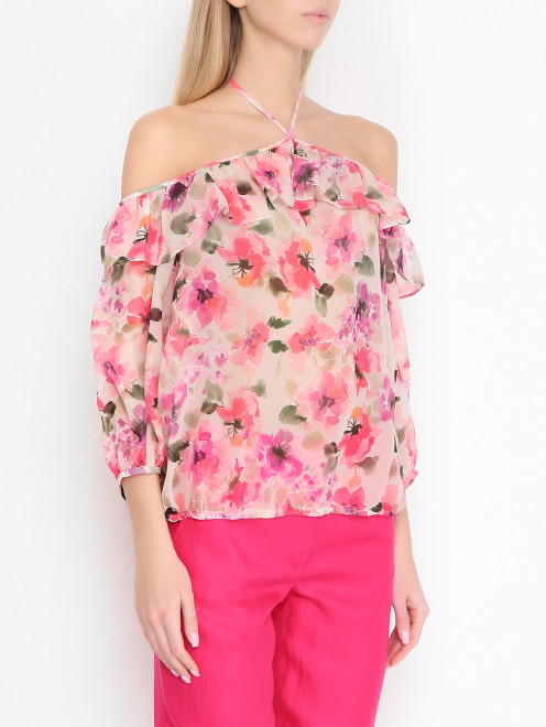 Блуза из шелка с цветочным узором Luisa Spagnoli - МодельВерхНиз