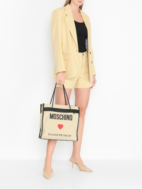 Сумка из текстиля с логотипом Moschino - МодельОбщийВид
