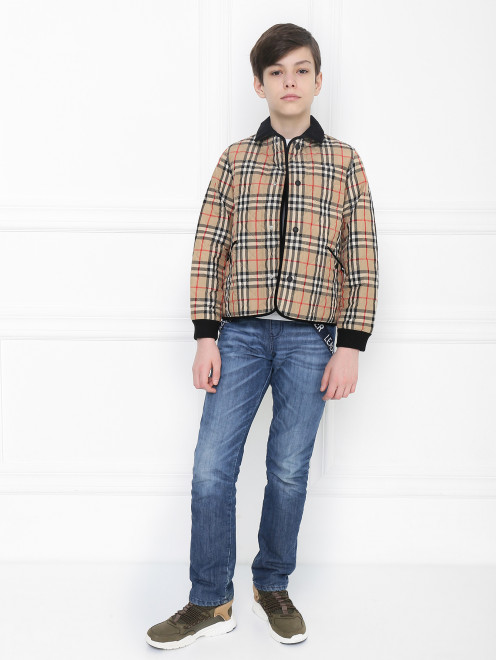 Куртка в клетку с бархатным воротником Burberry - МодельОбщийВид
