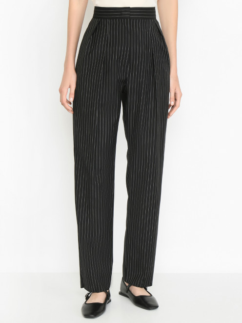 Брюки из шерсти в полоску Max Mara - МодельВерхНиз