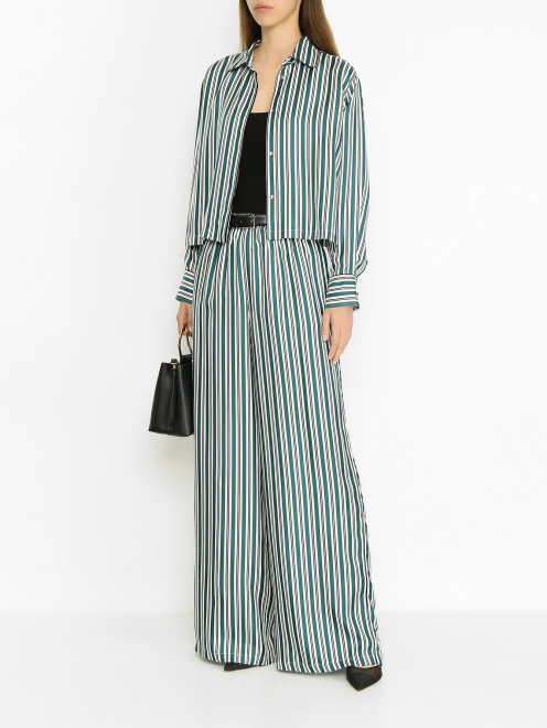 Укороченная рубашка из шелка в полоску Max Mara - МодельОбщийВид