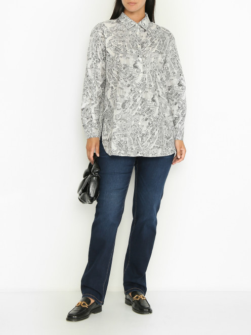 Рубашка из хлопка с узором Marina Rinaldi - МодельОбщийВид