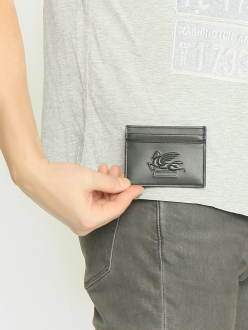 Однотонный кошелек из кожи с логотипом Etro - МодельОбщийВид