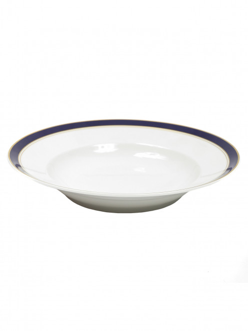 Тарелка суповая из фарфора с широкой синей окантовкой и золотой каймой Ginori 1735 - Обтравка1