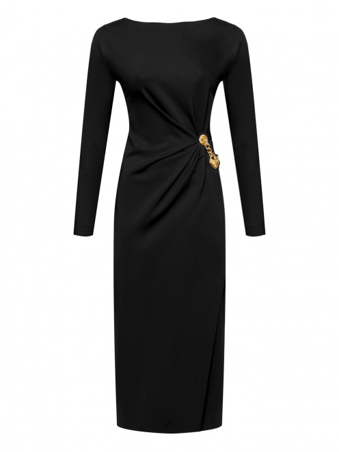 Платье-миди с длинным рукавом и золотой цепочкой Moschino - Общий вид