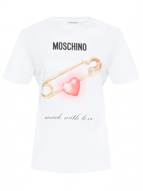 Футболка из хлопка с принтом Moschino - Общий вид