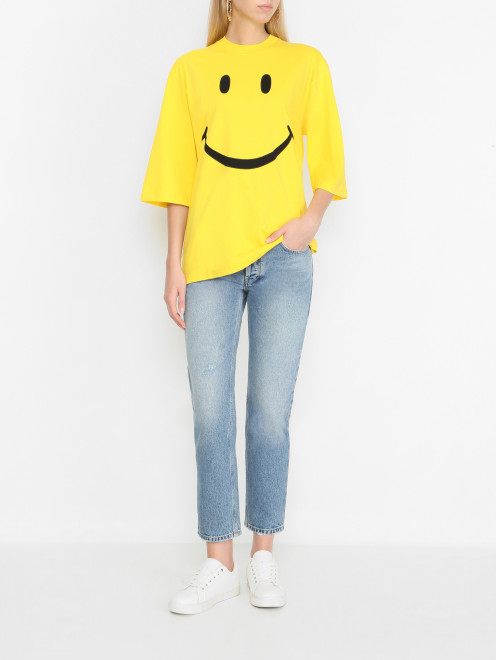 Базовые джинсы из хлопка Moschino - МодельОбщийВид