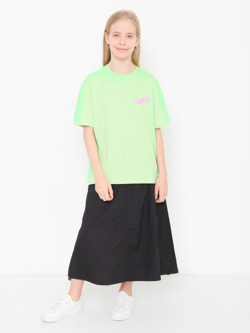 Футболка из хлопка с принтом MSGM - МодельОбщийВид