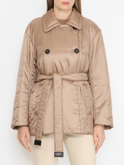 Утепленная куртка с поясом Max Mara - МодельВерхНиз