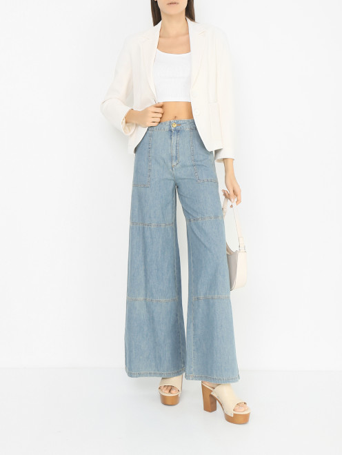 Широкие джинсы с карманами Moschino - МодельОбщийВид