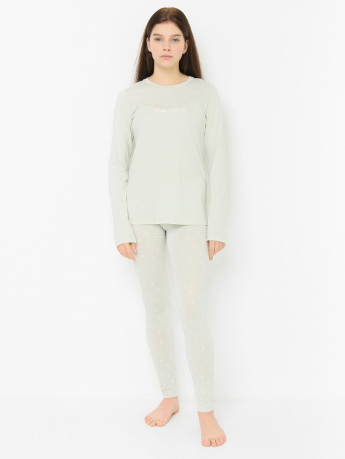 Пижама с принтом из хлопка и модала Sanetta - МодельОбщийВид