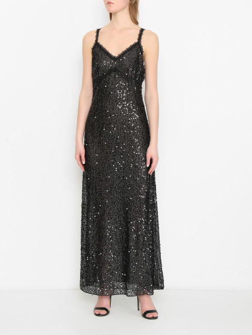 Платье-макси декорированное пайетками Ermanno Scervino - МодельВерхНиз