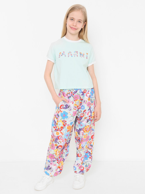 Брюки из хлопка с узором Marni - МодельОбщийВид