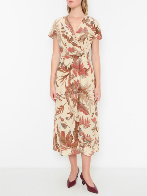 Платье-миди из шелка с узором Weekend Max Mara - МодельВерхНиз