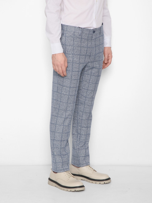 Брюки из льна и хлопка в клетку Etro - МодельВерхНиз