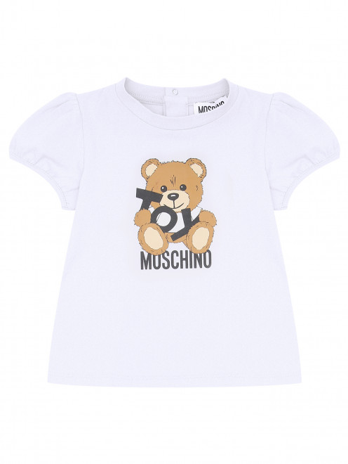 Футболка из хлопка с принтом и логотипом Moschino - Общий вид