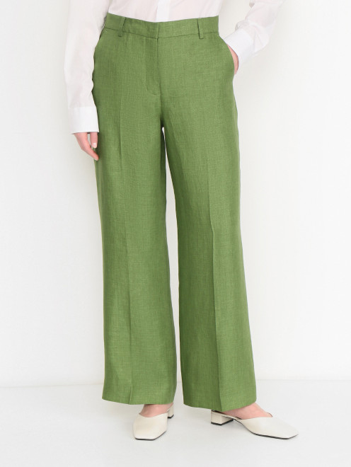 Брюки из льна прямого кроя Weekend Max Mara - МодельВерхНиз