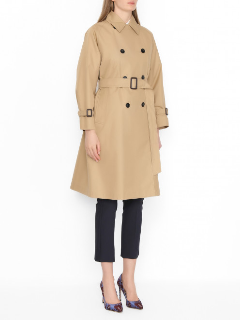 Двубортный плащ с поясом Weekend Max Mara - МодельВерхНиз