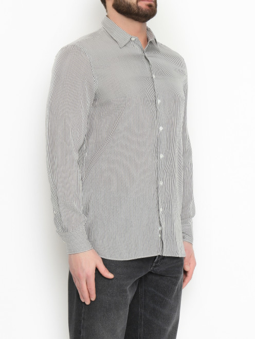 Рубашка из хлопка с узором полоска LARDINI - МодельВерхНиз