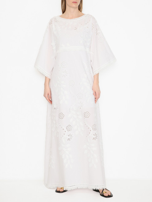 Платье-макси с вышивкой свободного кроя Alberta Ferretti - МодельВерхНиз