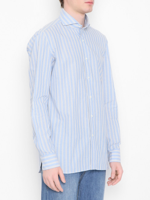 Рубашка из хлопка с узором полоска Borrelli - МодельВерхНиз