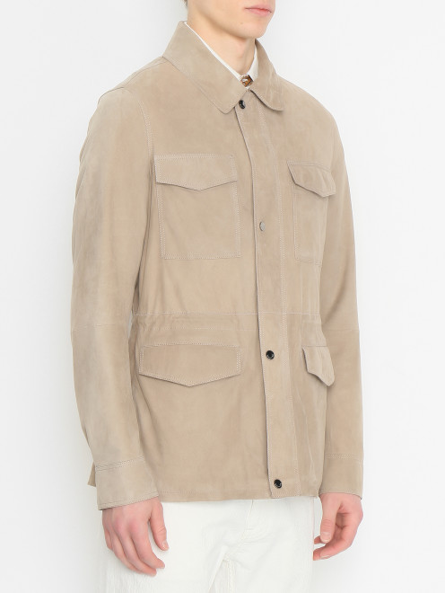 Куртка из кожи с накладными карманами Manzoni 24 - МодельВерхНиз