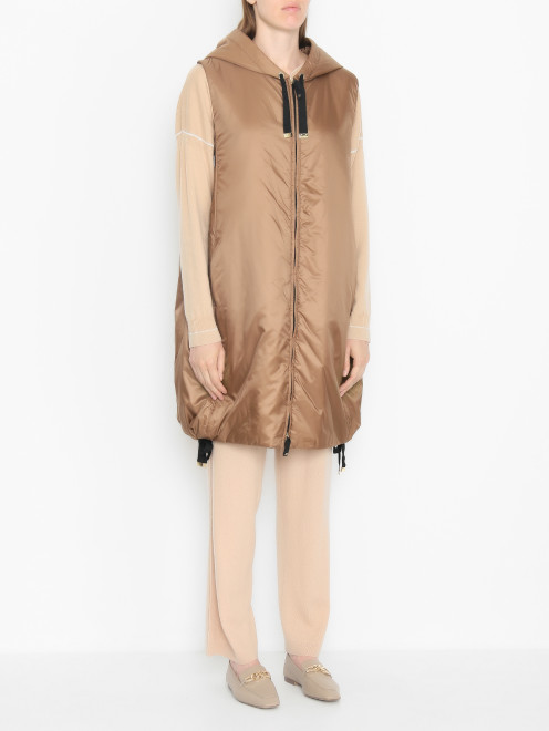 Утепленный жилет на молнии с капюшоном Max Mara - МодельВерхНиз