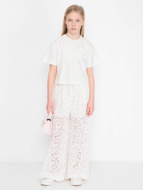 Брюки из кружева на резинке Ermanno Scervino Junior - МодельОбщийВид