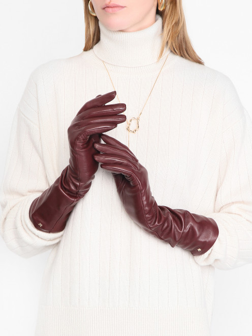 Длинные перчатки из гладкой кожи Max Mara - МодельОбщийВид