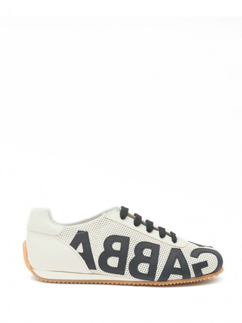 Кожаные кроссовки с перфорацией Dolce & Gabbana - Обтравка1