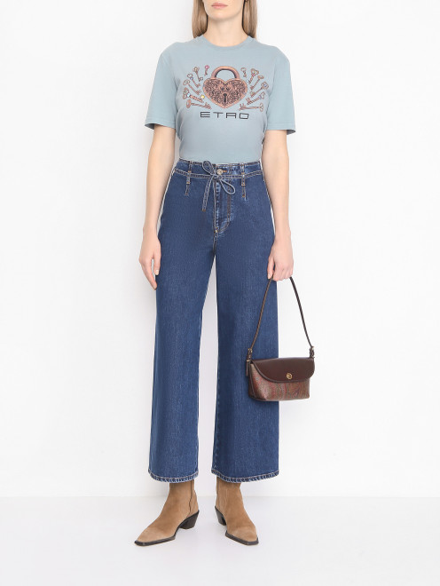 Широкие джинсы с поясом Etro - МодельОбщийВид