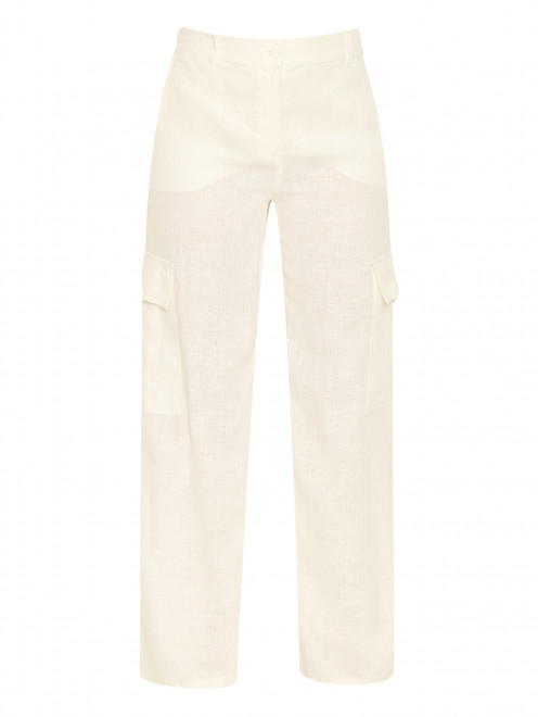 Однотонные брюки с карманами из льна Persona by Marina Rinaldi - Общий вид