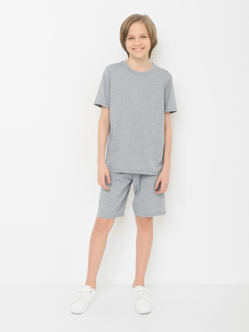 Пижама: футболка и шорты в полоску Sanetta - МодельОбщийВид