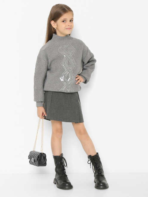 Свитер из хлопка и кашемира с пайетками Ermanno Scervino Junior - МодельОбщийВид