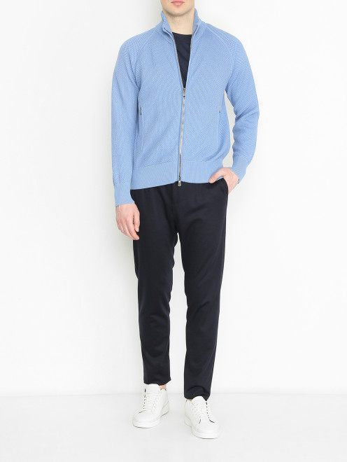 Кардиган из хлопка на молнии Piacenza Cashmere 1733 - МодельОбщийВид