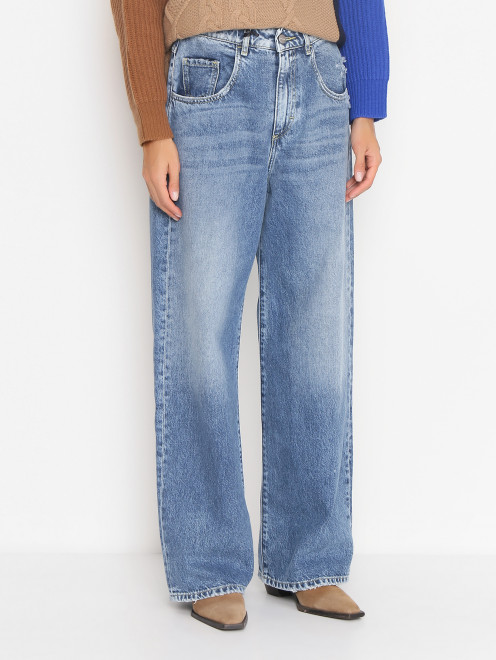 Широкие джинсы с потертостями на карманах Icon Denim La - МодельВерхНиз
