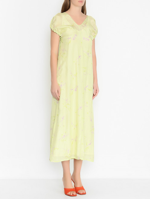 Платье-макс из шелка с цветочным узором Alysi - МодельВерхНиз
