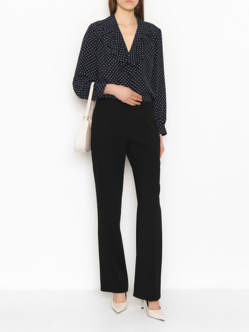 Блуза из шелка с воланами и V-образным вырезом Luisa Spagnoli - МодельОбщийВид