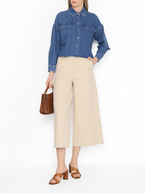 Укороченная рубашка из денима Weekend Max Mara - МодельОбщийВид