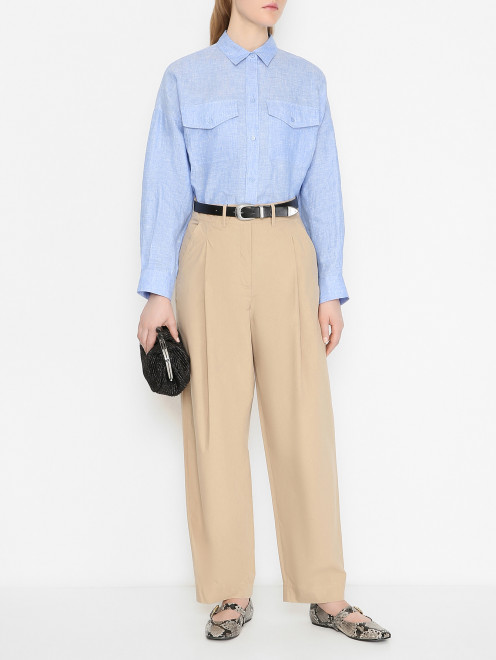 Льняная рубашка с накладными карманами Weekend Max Mara - МодельОбщийВид