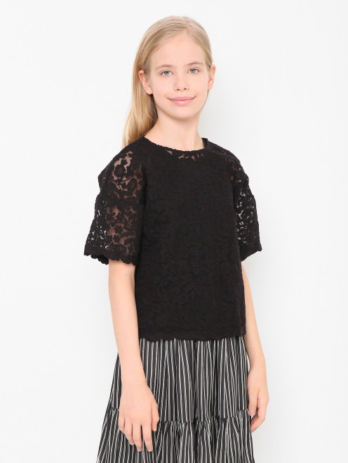 Футболка из хлопка с кружевом Ermanno Scervino Junior - МодельВерхНиз