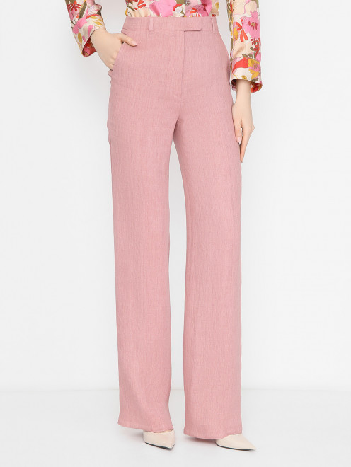 Брюки из льна на высокой посадке Max Mara - МодельВерхНиз