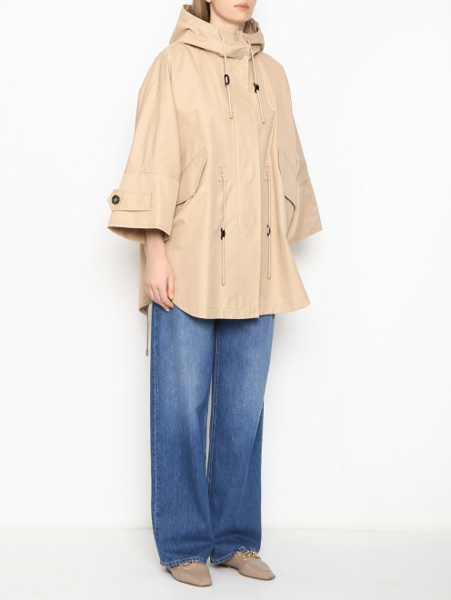 Плащ свободного кроя из хлопка с капюшоном Weekend Max Mara - МодельВерхНиз
