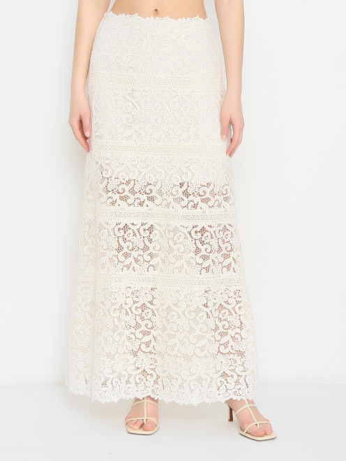 Юбка-макси из хлопка с вышивкой Ermanno Scervino - МодельВерхНиз