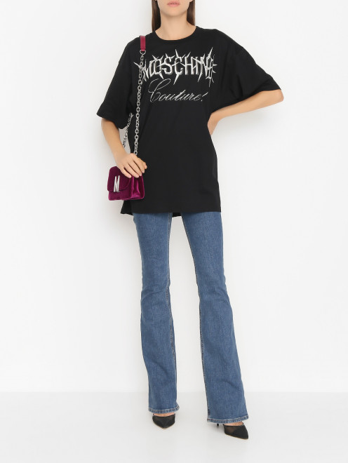 Оверсайз футболка с принтом Moschino - МодельОбщийВид