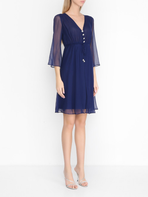 Платье из шелка с декоративными пуговицами Luisa Spagnoli - МодельВерхНиз
