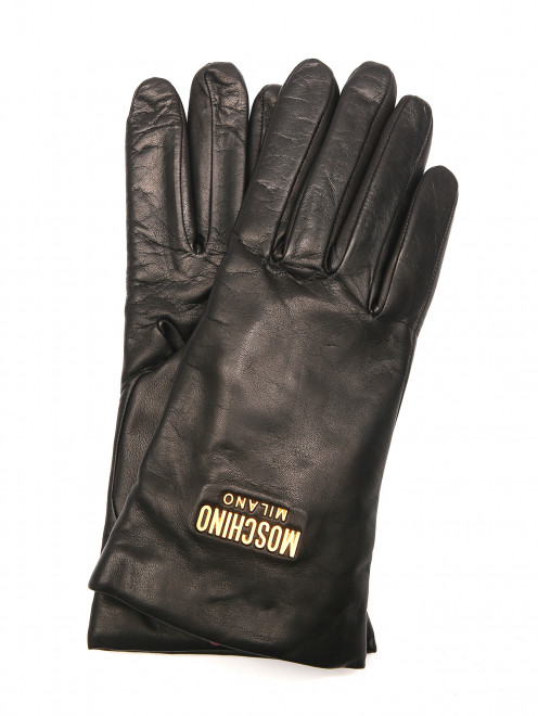 Перчатки из гладкой кожи с логотипом Moschino - Общий вид
